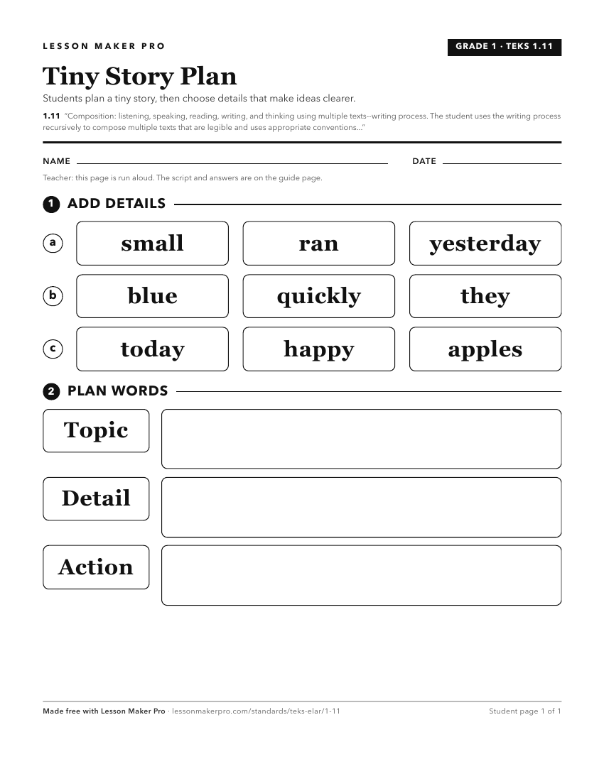Preview of the 1.11 printable worksheet