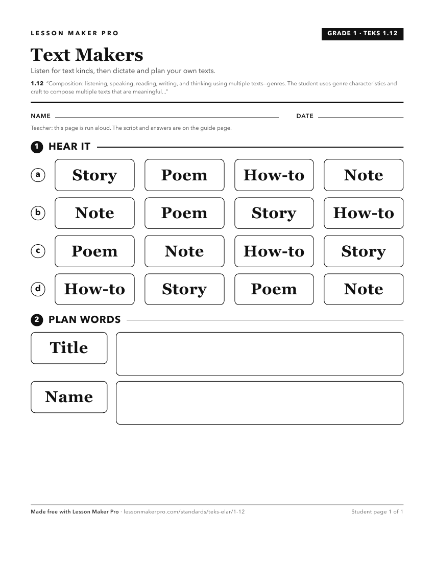 Preview of the 1.12 printable worksheet