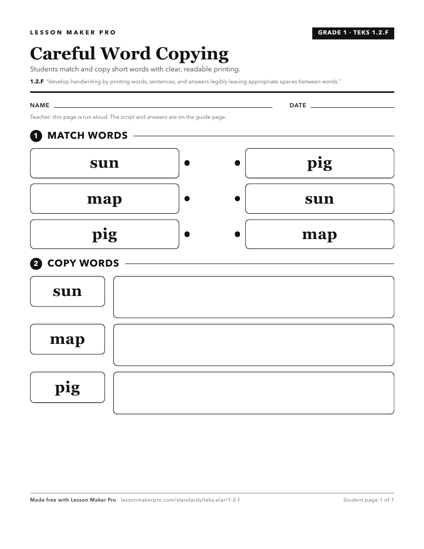 Preview of the 1.2.F printable worksheet
