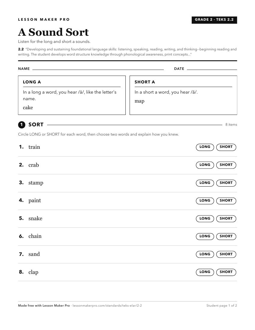Preview of the 2.2 printable worksheet