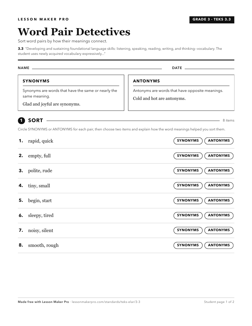 Preview of the 3.3 printable worksheet