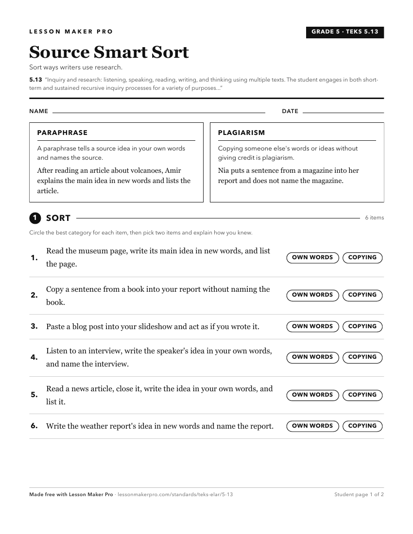 Preview of the 5.13 printable worksheet
