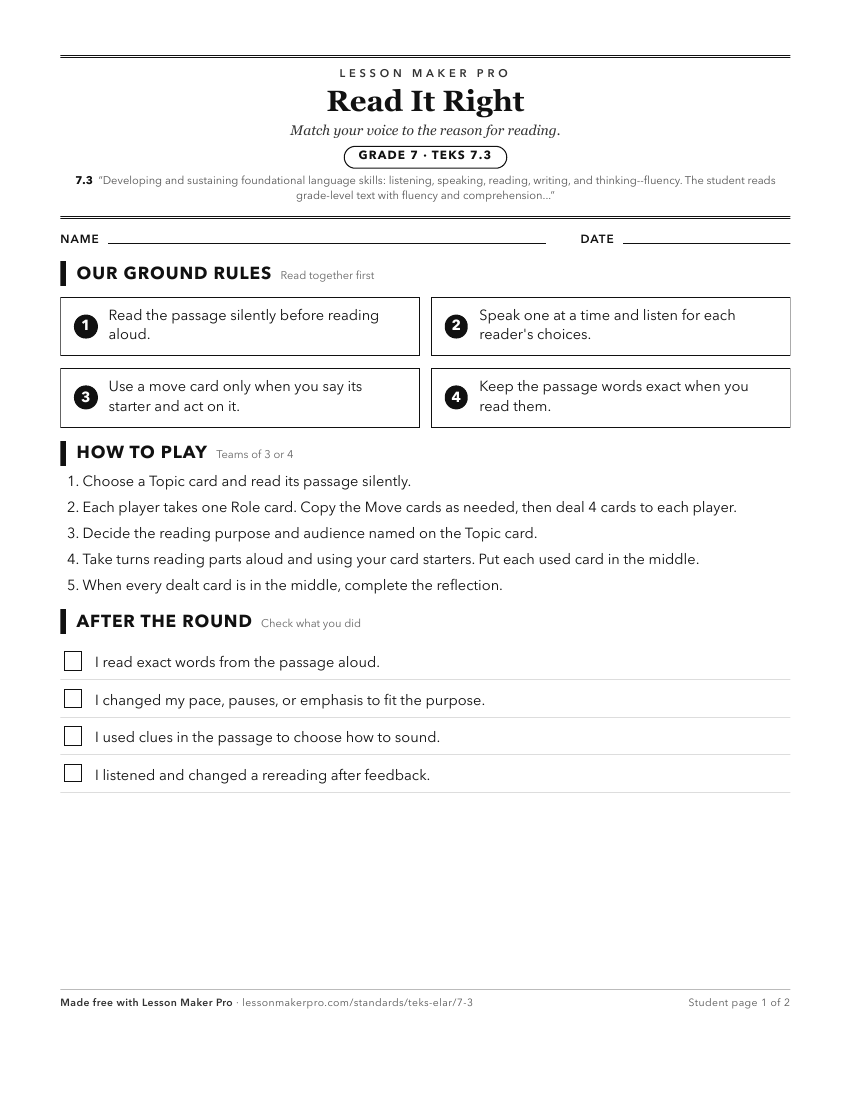 Preview of the 7.3 printable worksheet