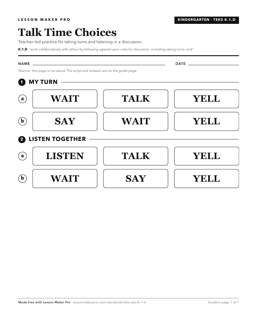 Preview of the K.1.D printable worksheet