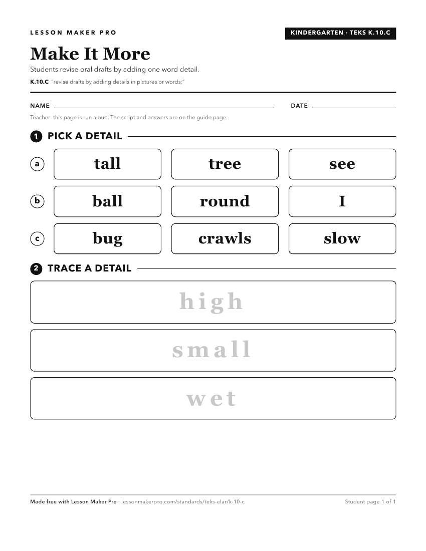 Preview of the K.10.C printable worksheet