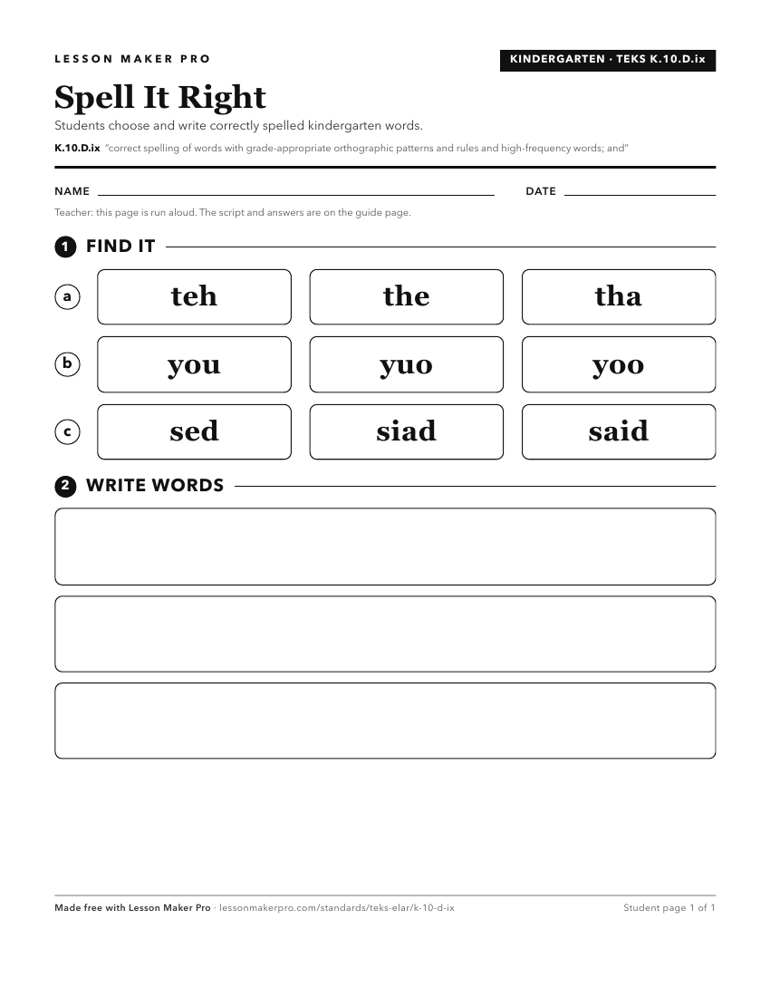 Preview of the K.10.D.ix printable worksheet