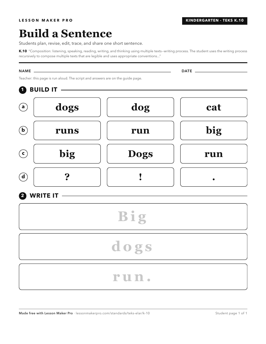 Preview of the K.10 printable worksheet