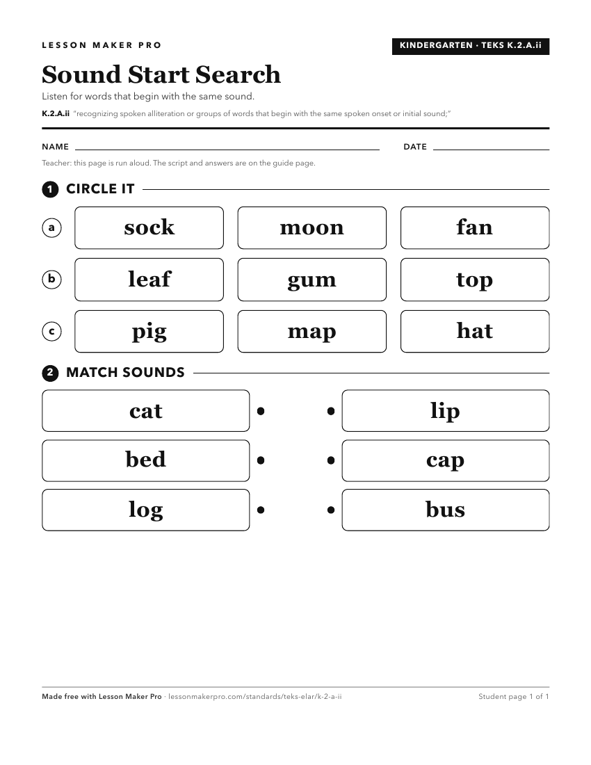 Preview of the K.2.A.ii printable worksheet