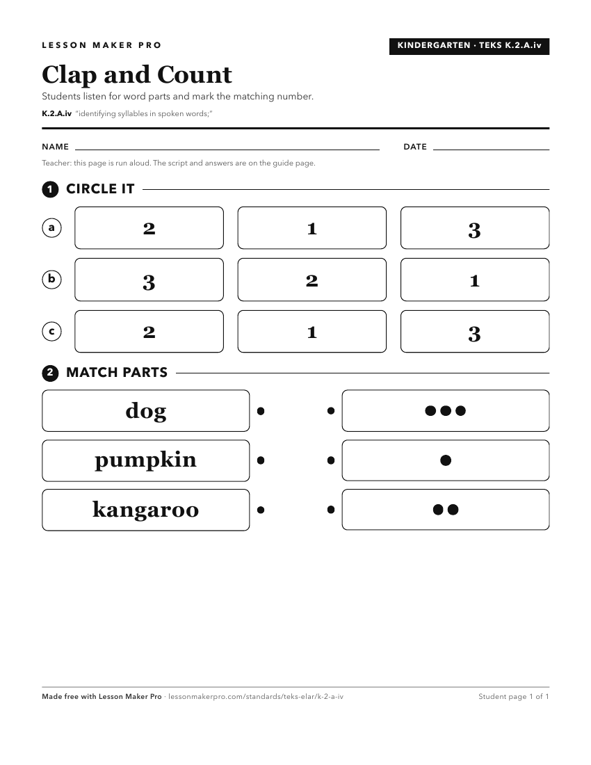 Preview of the K.2.A.iv printable worksheet