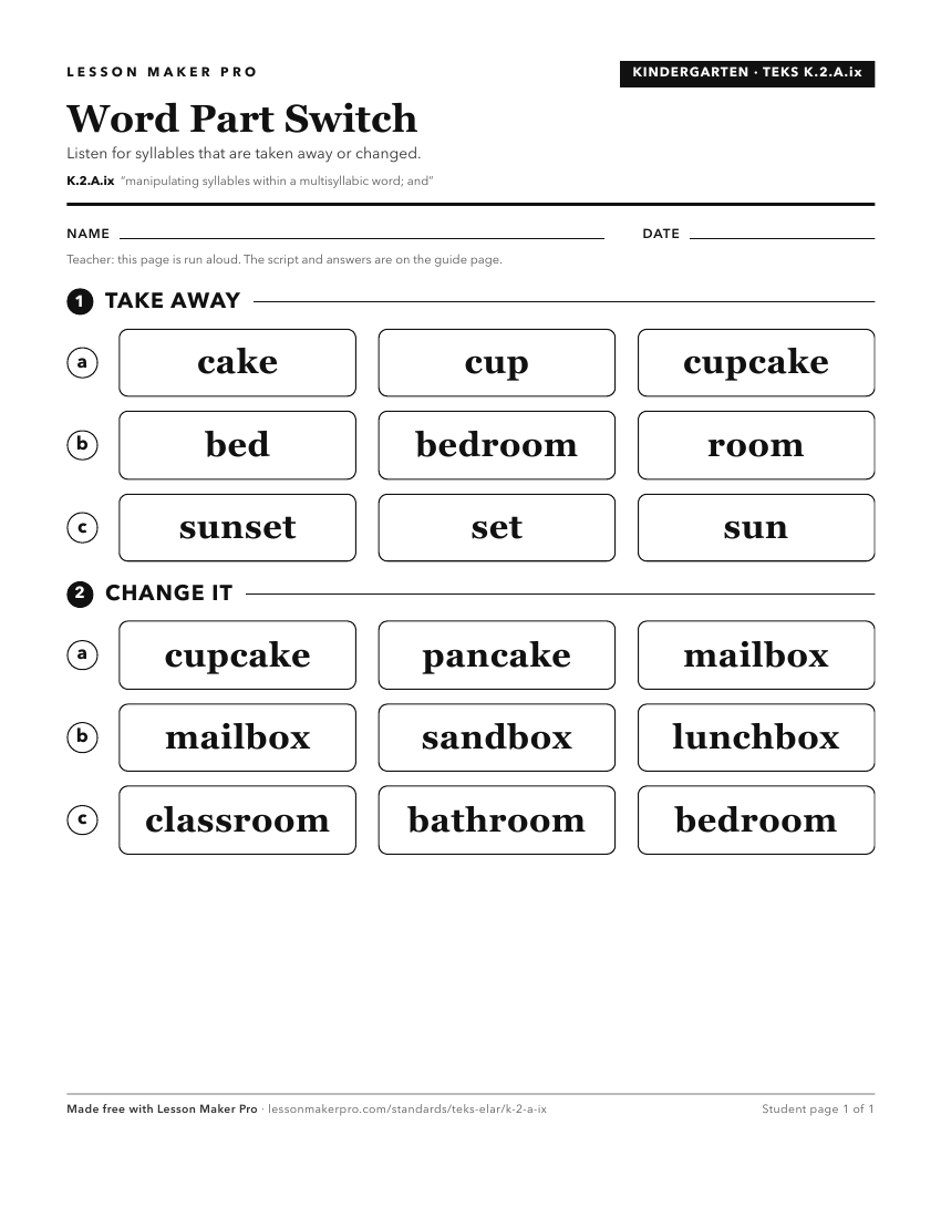 Preview of the K.2.A.ix printable worksheet