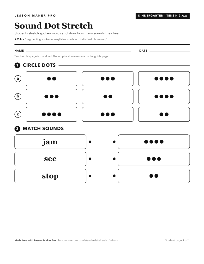 Preview of the K.2.A.x printable worksheet