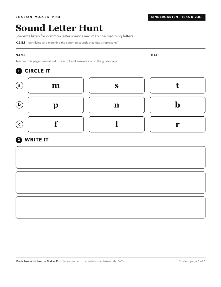 Preview of the K.2.B.i printable worksheet