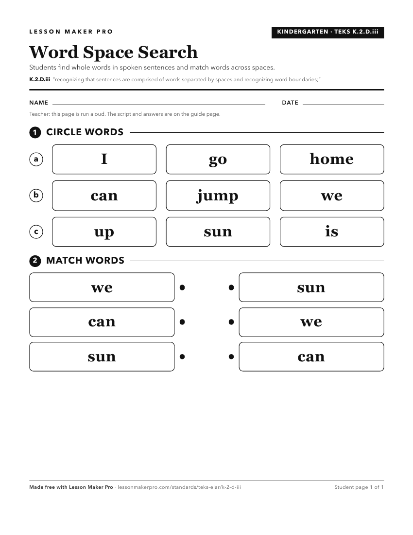 Preview of the K.2.D.iii printable worksheet