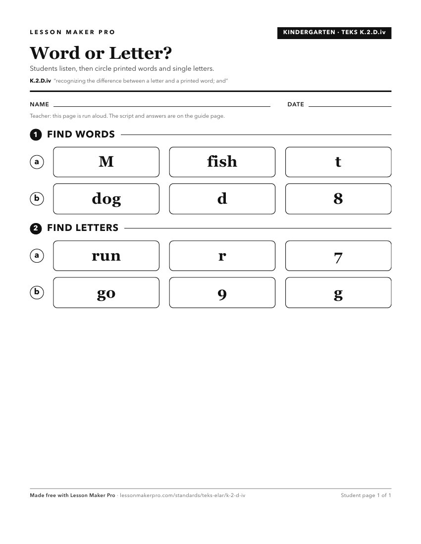 Preview of the K.2.D.iv printable worksheet
