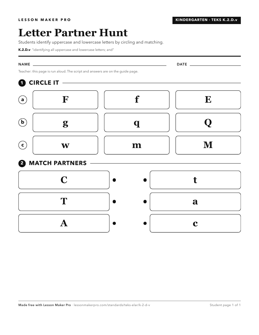 Preview of the K.2.D.v printable worksheet
