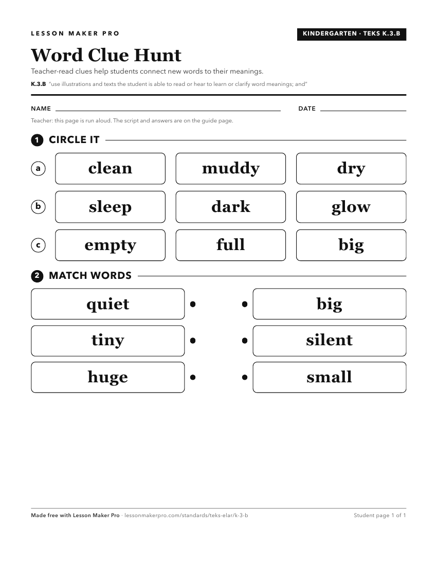 Preview of the K.3.B printable worksheet