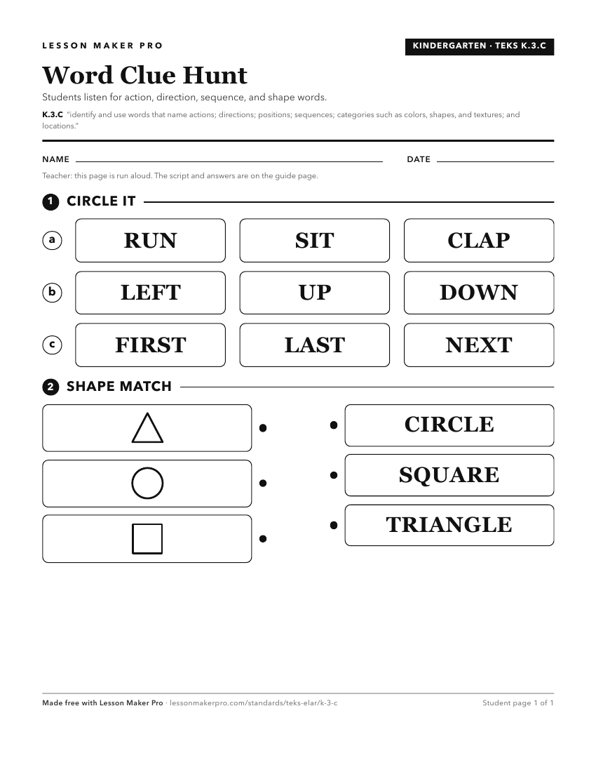 Preview of the K.3.C printable worksheet