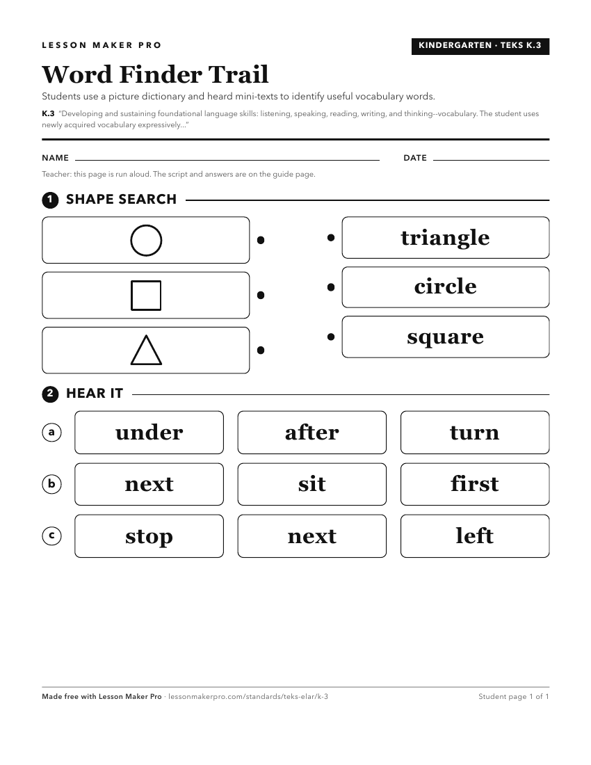 Preview of the K.3 printable worksheet
