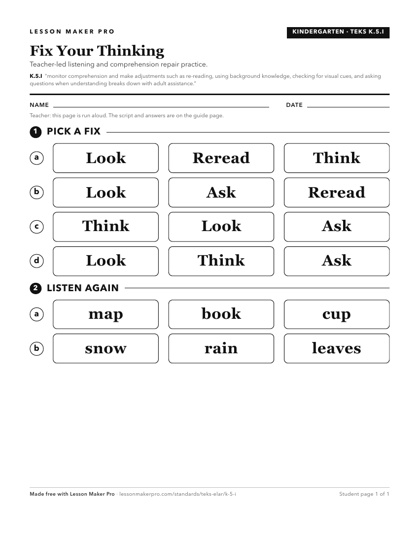 Preview of the K.5.I printable worksheet