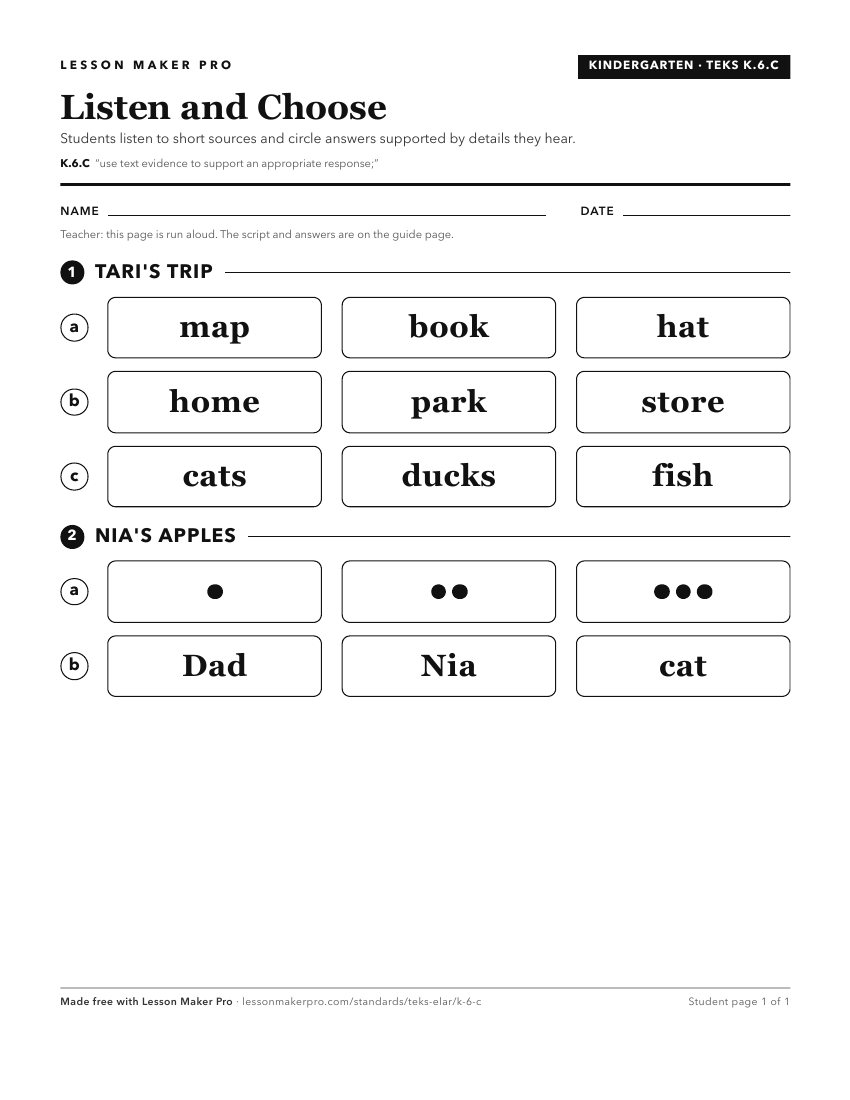 Preview of the K.6.C printable worksheet