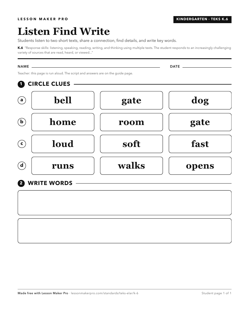 Preview of the K.6 printable worksheet