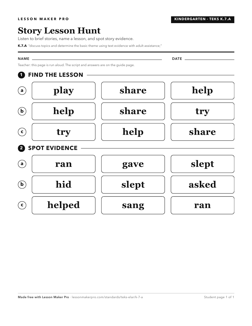 Preview of the K.7.A printable worksheet