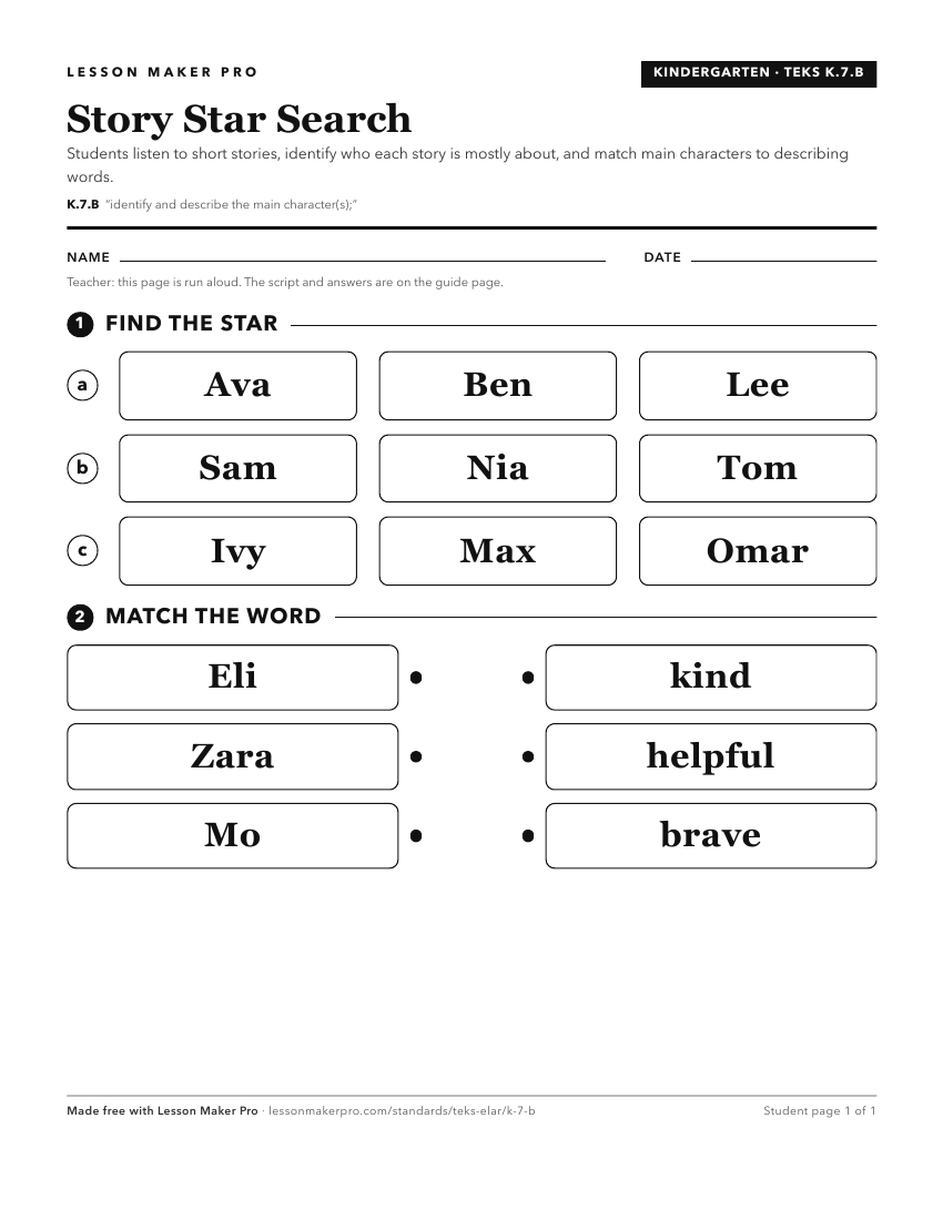Preview of the K.7.B printable worksheet