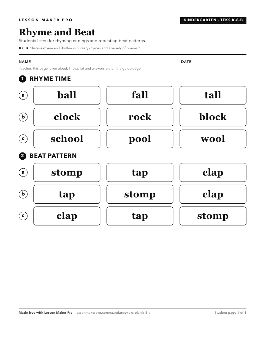 Preview of the K.8.B printable worksheet