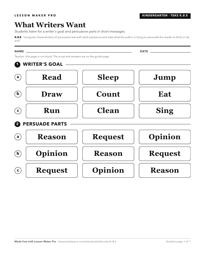 Preview of the K.8.E printable worksheet