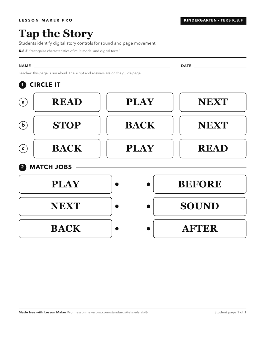 Preview of the K.8.F printable worksheet