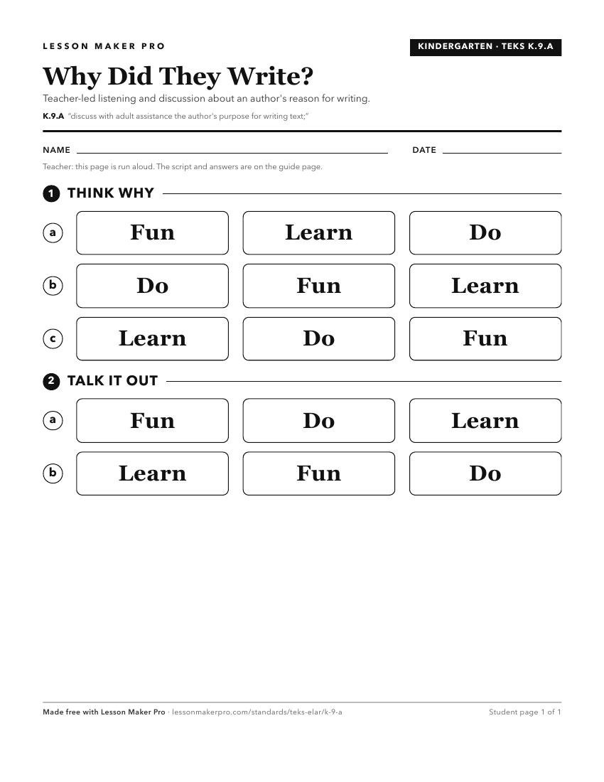 Preview of the K.9.A printable worksheet