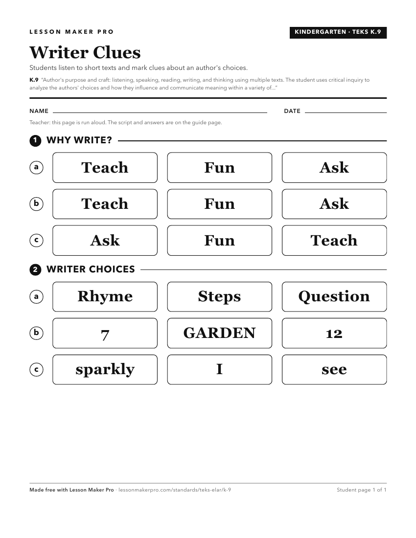 Preview of the K.9 printable worksheet