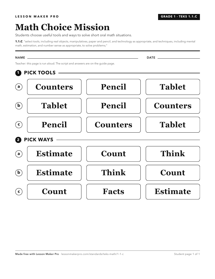 Preview of the 1.1.C printable worksheet