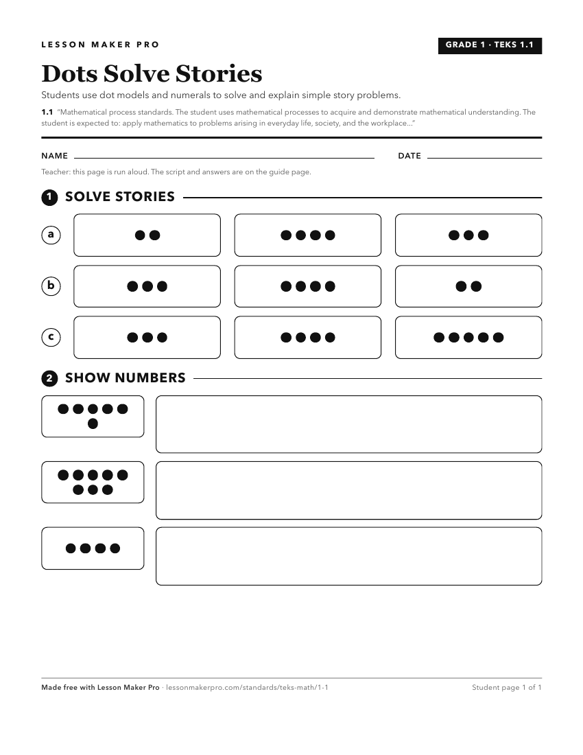 Preview of the 1.1 printable worksheet