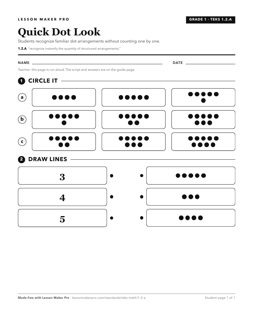 Preview of the 1.2.A printable worksheet