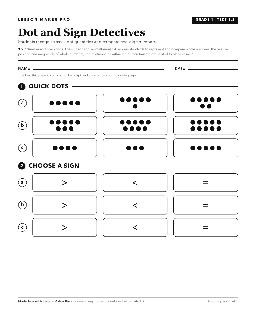 Preview of the 1.2 printable worksheet