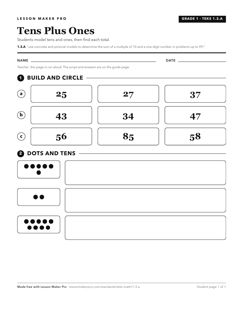 Preview of the 1.3.A printable worksheet