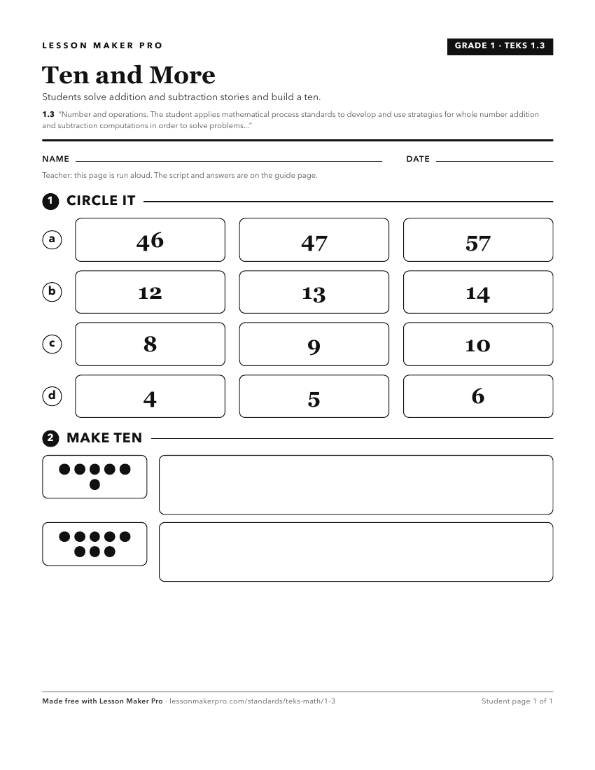 Preview of the 1.3 printable worksheet