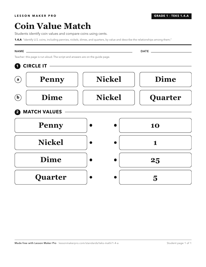 Preview of the 1.4.A printable worksheet
