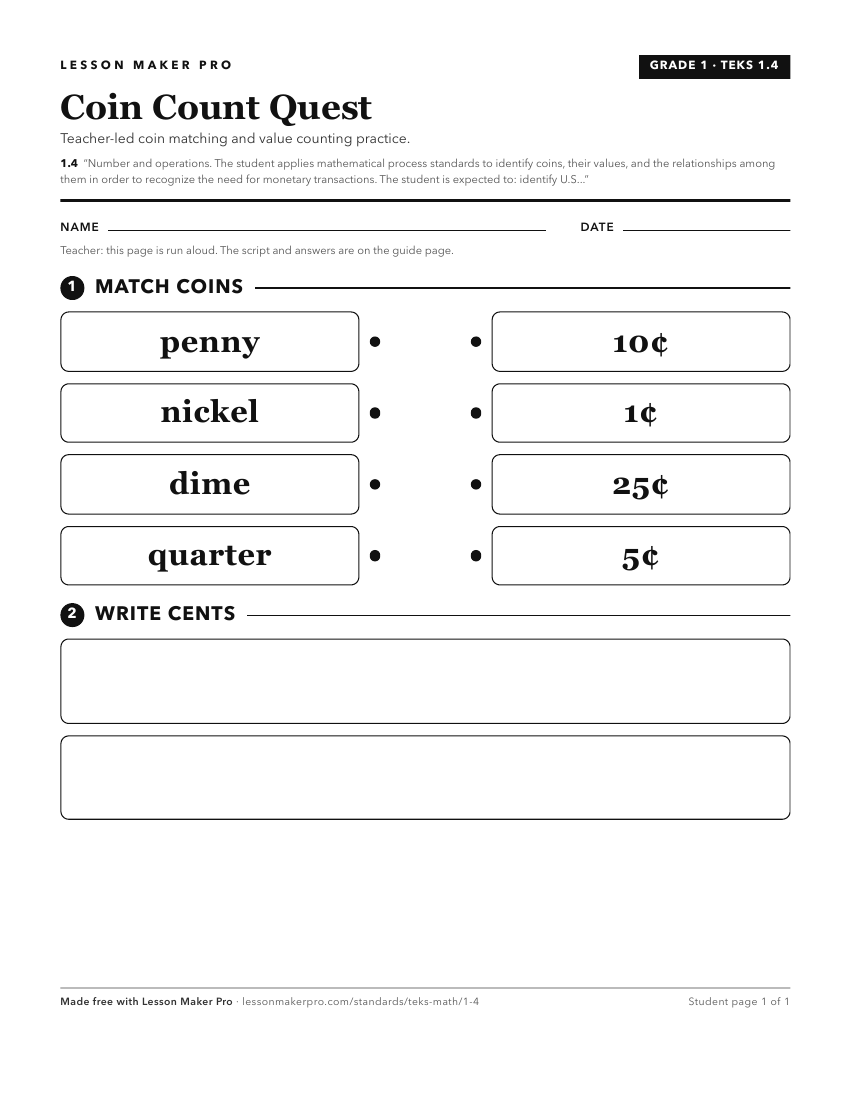 Preview of the 1.4 printable worksheet