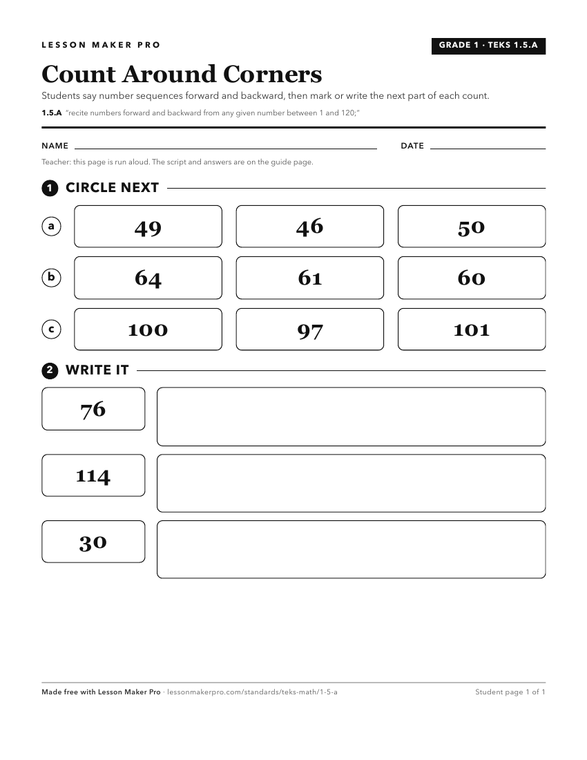 Preview of the 1.5.A printable worksheet