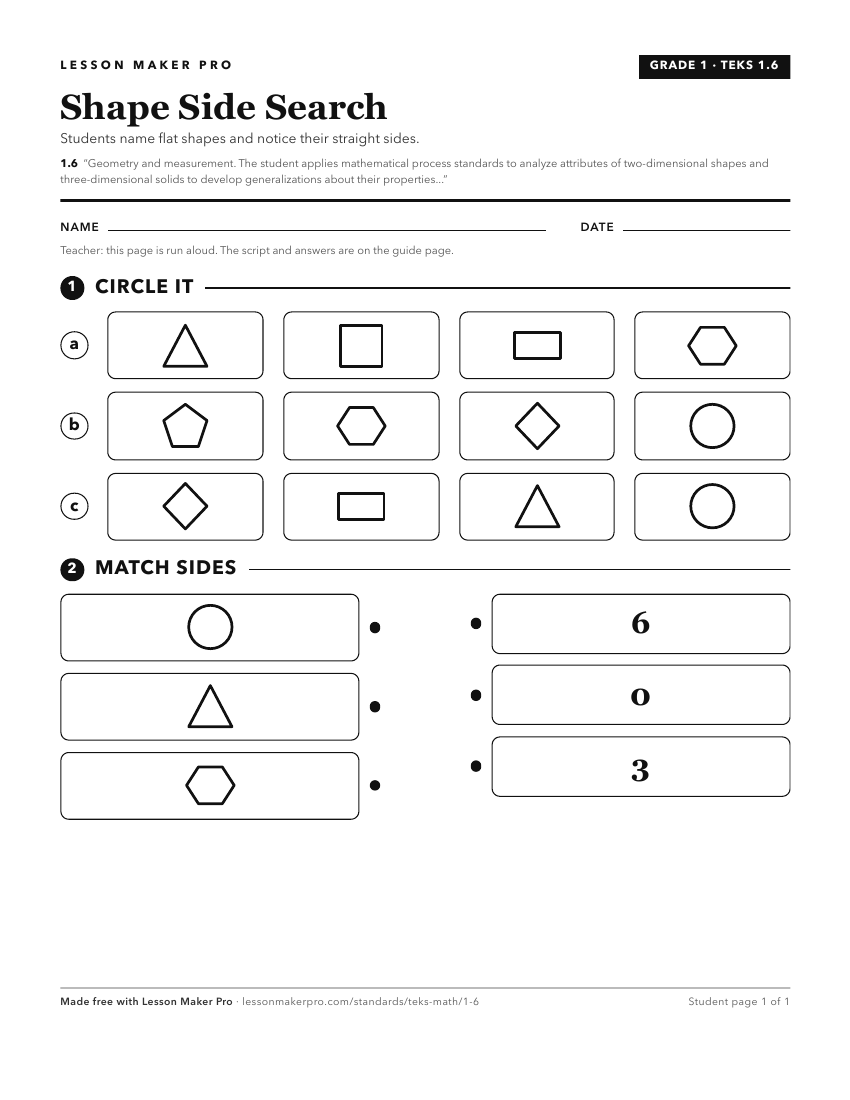 Preview of the 1.6 printable worksheet
