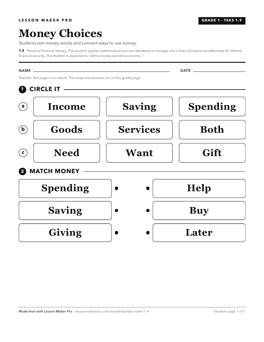 Preview of the 1.9 printable worksheet