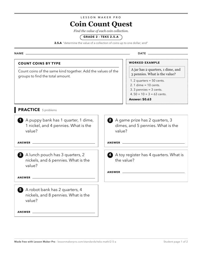 Preview of the 2.5.A printable worksheet
