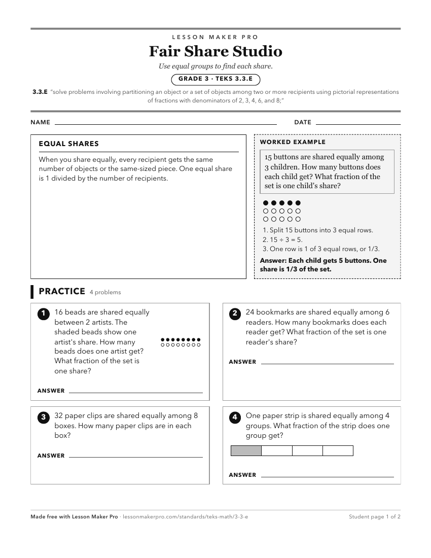 Preview of the 3.3.E printable worksheet