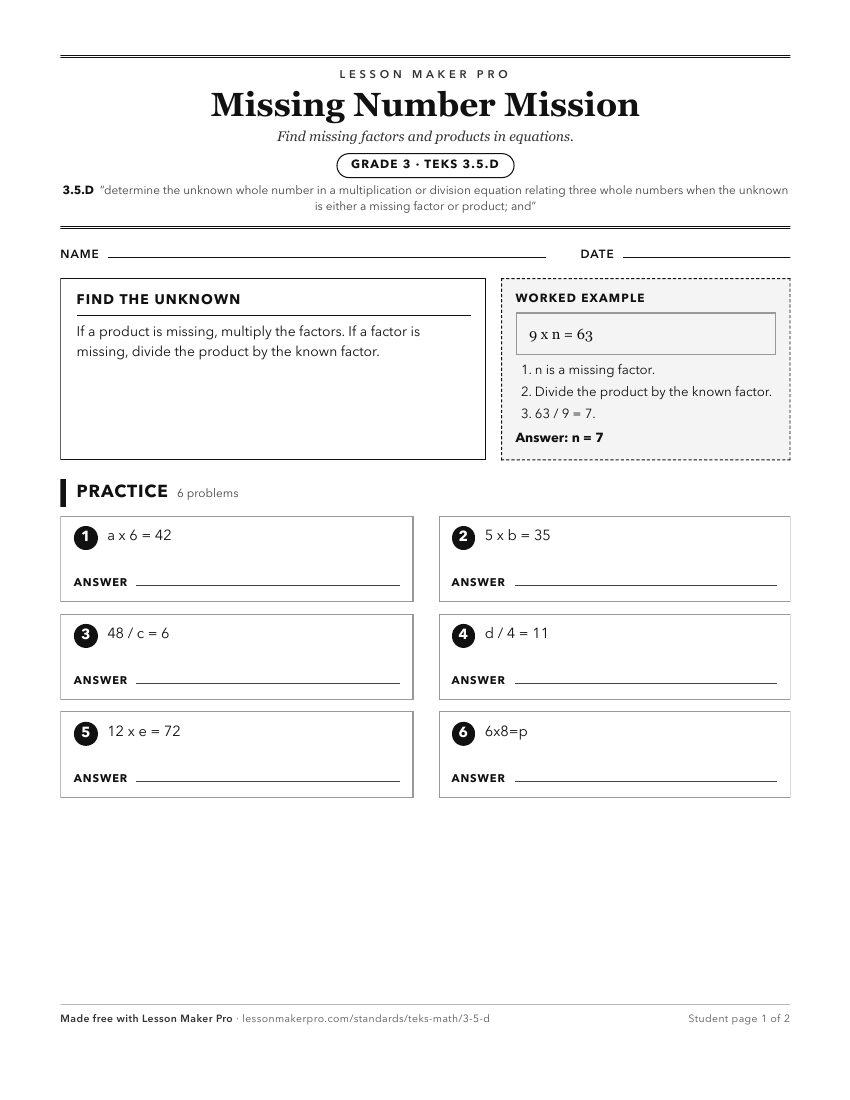 Preview of the 3.5.D printable worksheet