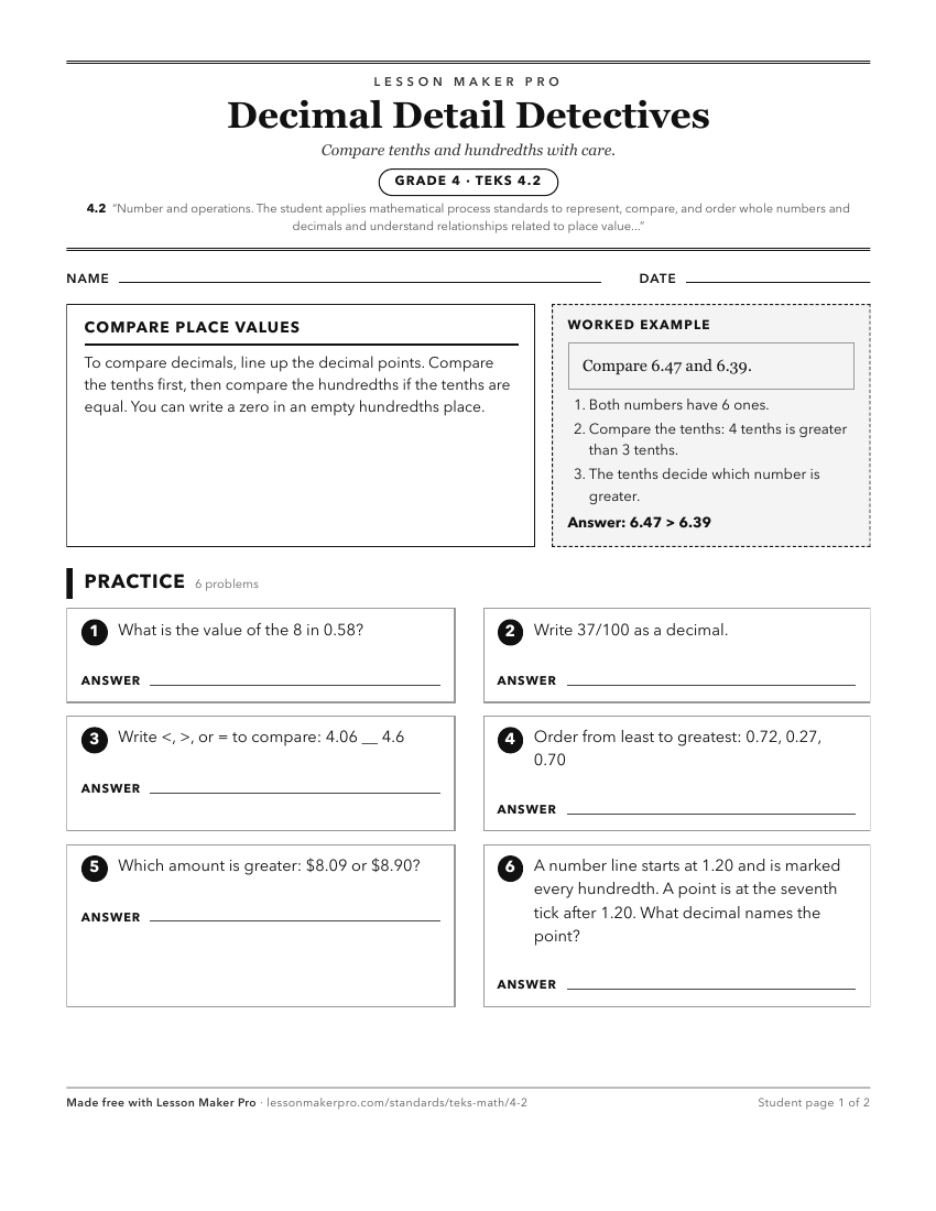 Preview of the 4.2 printable worksheet