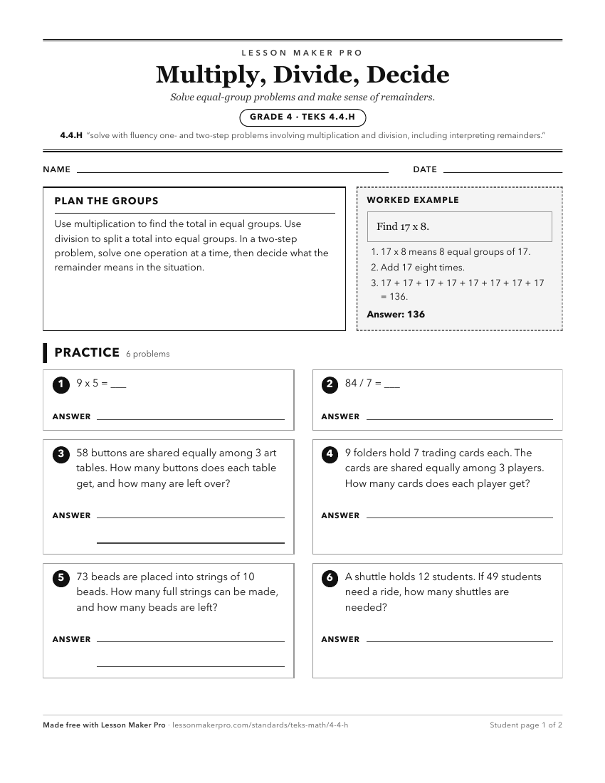 Preview of the 4.4.H printable worksheet