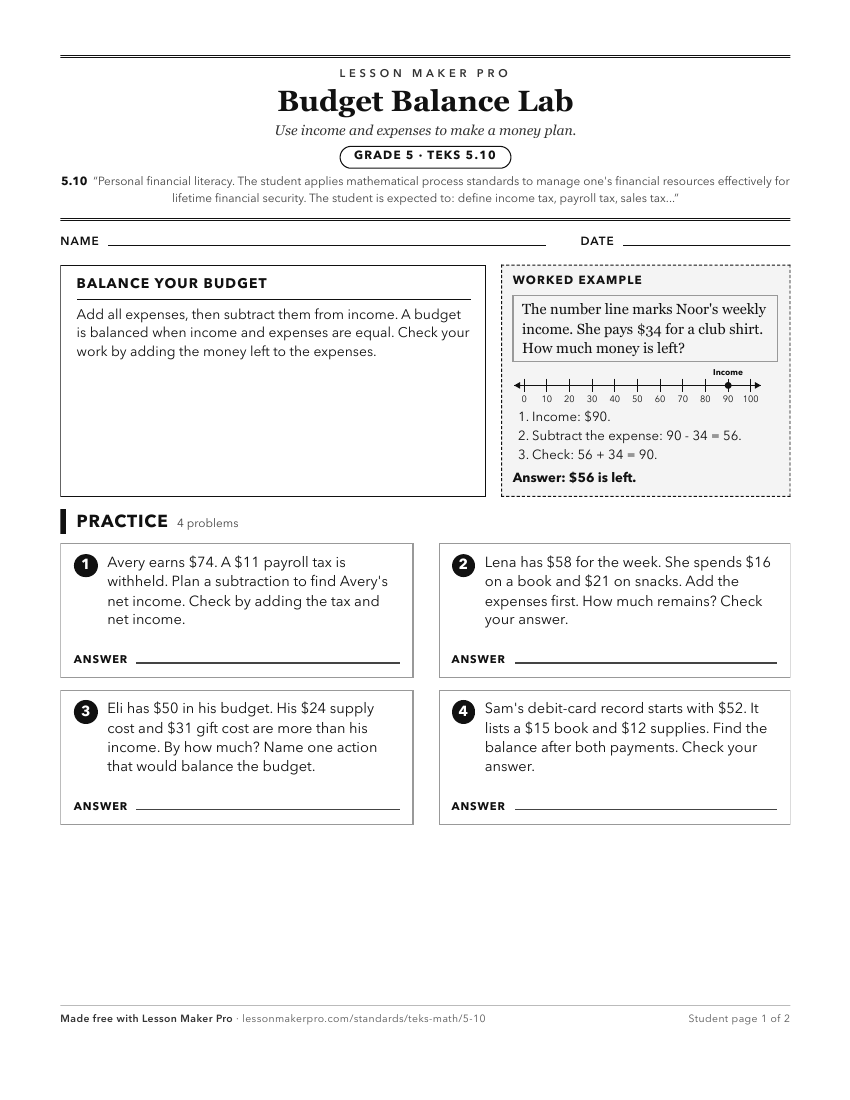Preview of the 5.10 printable worksheet