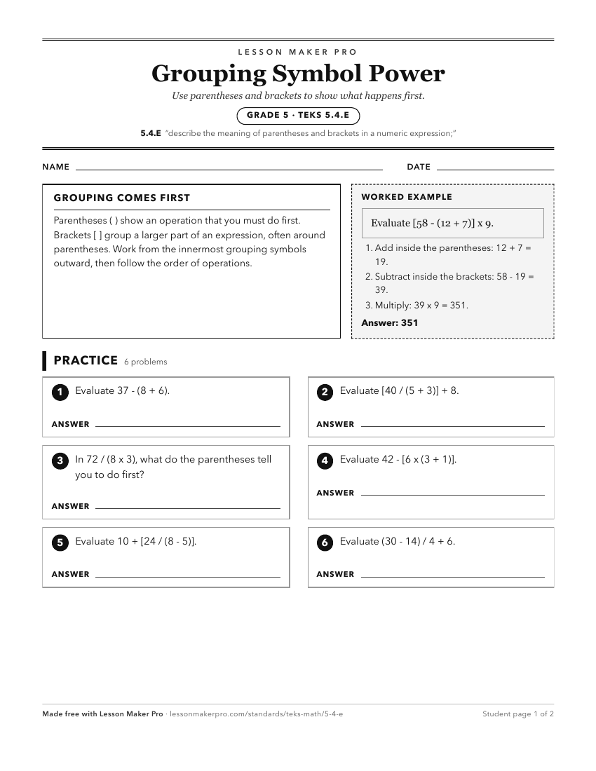 Preview of the 5.4.E printable worksheet